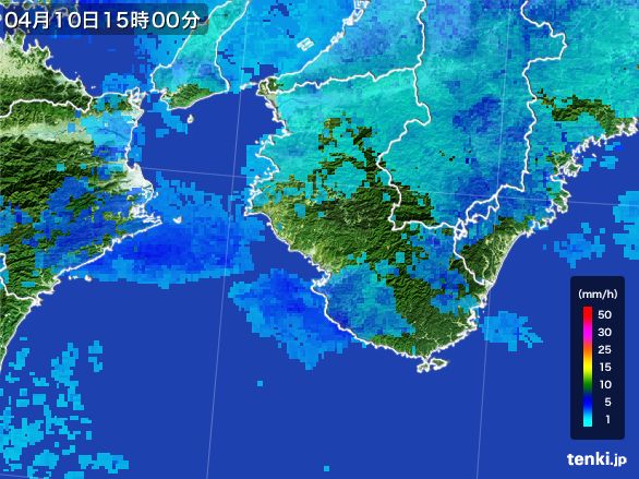 和歌山県の雨雲レーダー(2015年04月10日)