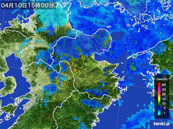 大分県の雨雲レーダー(2015年04月10日)