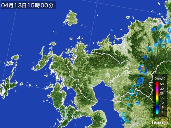 佐賀県の雨雲レーダー(2015年04月13日)