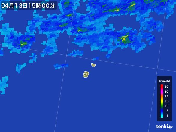 南大東島(沖縄県)の雨雲レーダー(2015年04月13日)