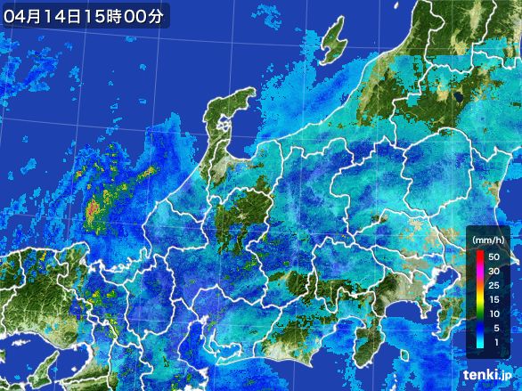 北陸地方の雨雲レーダー(2015年04月14日)