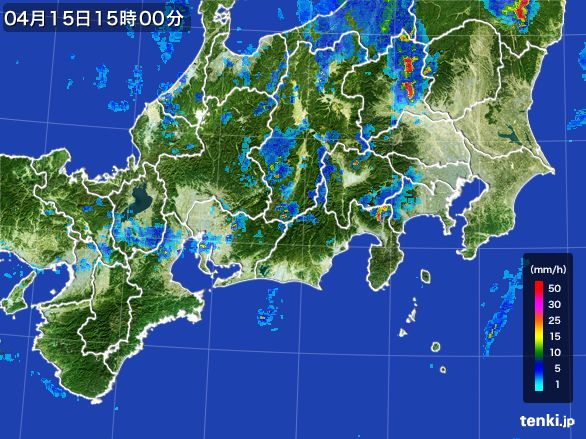 東海地方の雨雲レーダー(2015年04月15日)