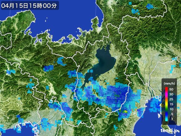 滋賀県の雨雲レーダー(2015年04月15日)