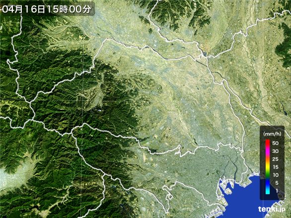 埼玉県の雨雲レーダー(2015年04月16日)