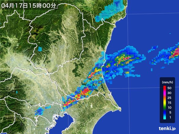 茨城県の雨雲レーダー(2015年04月17日)