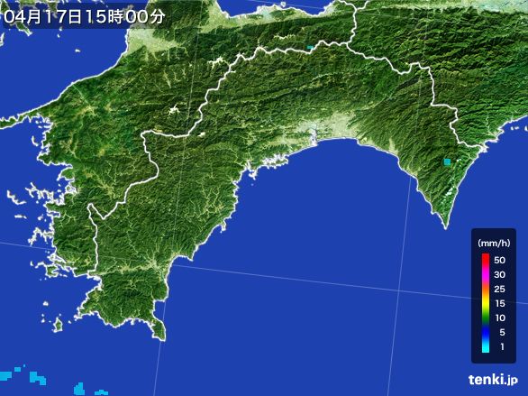高知県の雨雲レーダー(2015年04月17日)