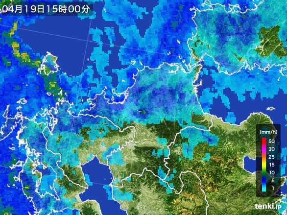 福岡県の雨雲レーダー(2015年04月19日)
