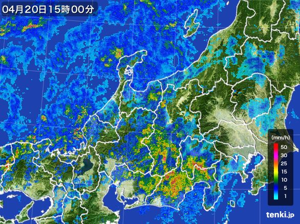 北陸地方の雨雲レーダー(2015年04月20日)