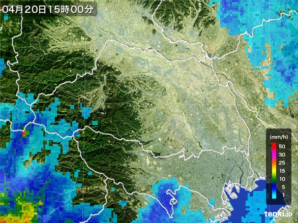 埼玉県の雨雲レーダー(2015年04月20日)