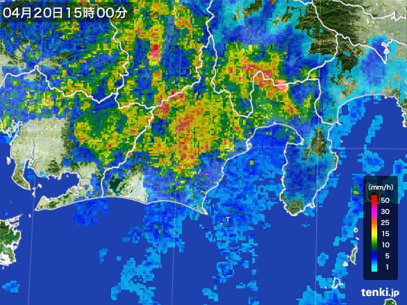 静岡県の雨雲レーダー(2015年04月20日)