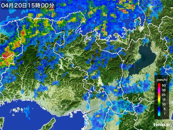 京都府の雨雲レーダー(2015年04月20日)