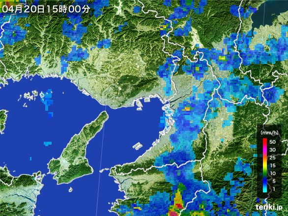 大阪府の雨雲レーダー(2015年04月20日)