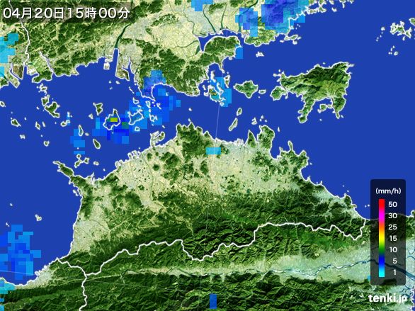 香川県の雨雲レーダー(2015年04月20日)