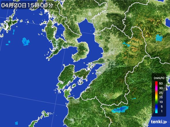 熊本県の雨雲レーダー(2015年04月20日)