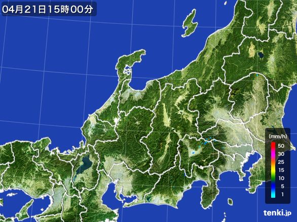 北陸地方の雨雲レーダー(2015年04月21日)