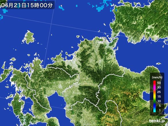 福岡県の雨雲レーダー(2015年04月21日)