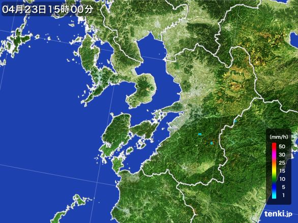 熊本県の雨雲レーダー(2015年04月23日)