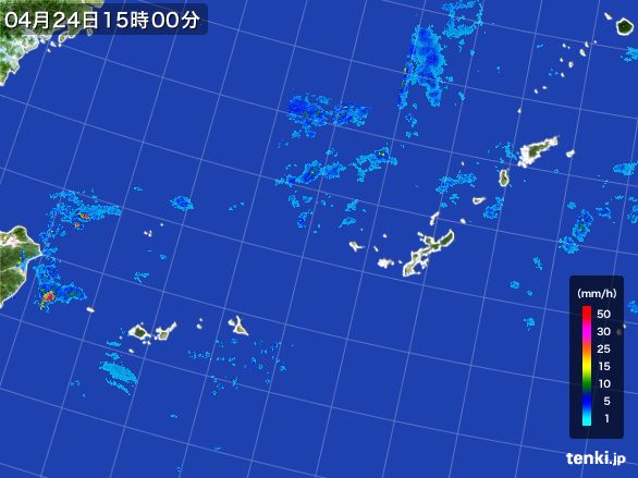 沖縄地方の雨雲レーダー(2015年04月24日)