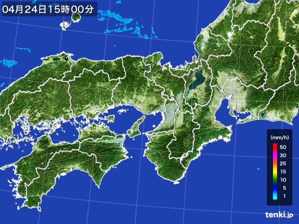 近畿地方の雨雲レーダー(2015年04月24日)
