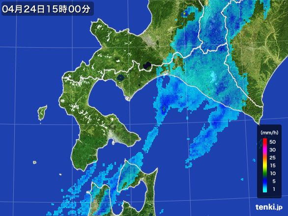 道南の雨雲レーダー(2015年04月24日)