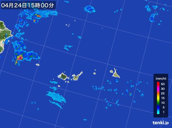 宮古・石垣・与那国(沖縄県)の雨雲レーダー(2015年04月24日)