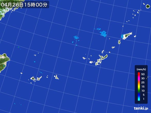 沖縄地方の雨雲レーダー(2015年04月26日)