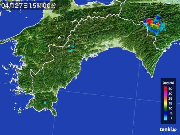 高知県の雨雲レーダー(2015年04月27日)