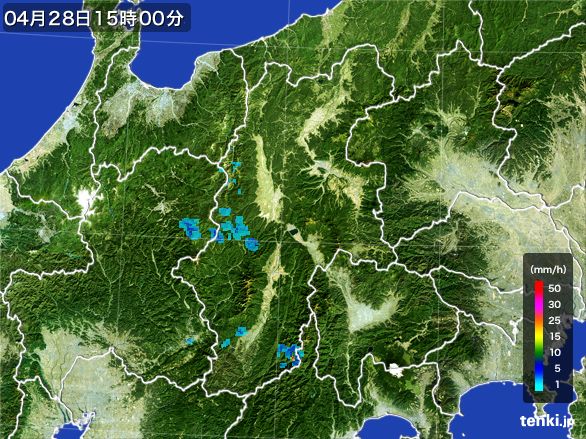 長野県の雨雲レーダー(2015年04月28日)