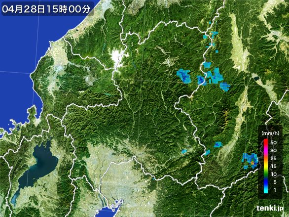 岐阜県の雨雲レーダー(2015年04月28日)
