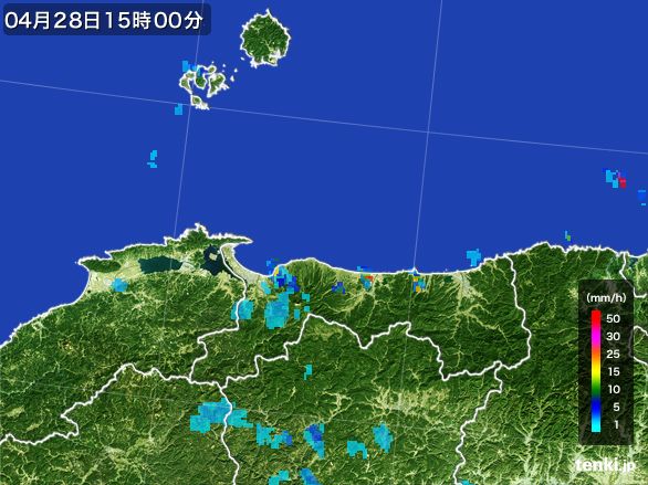 鳥取県の雨雲レーダー(2015年04月28日)