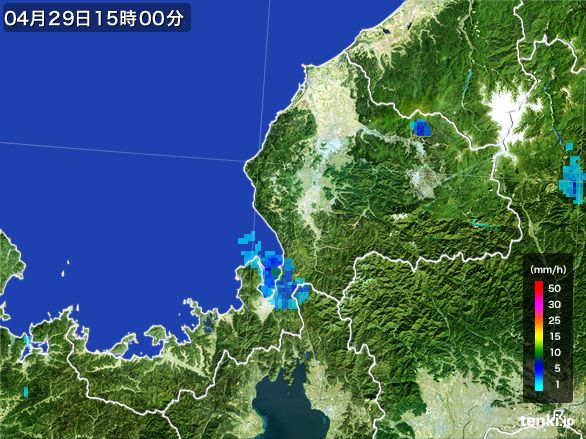 福井県の雨雲レーダー(2015年04月29日)