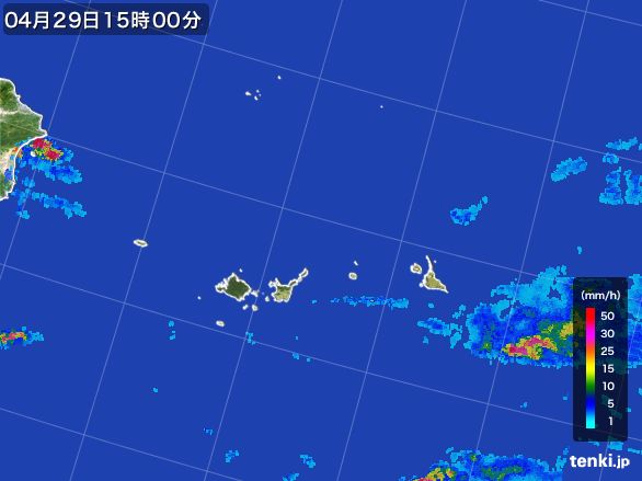 宮古・石垣・与那国(沖縄県)の雨雲レーダー(2015年04月29日)