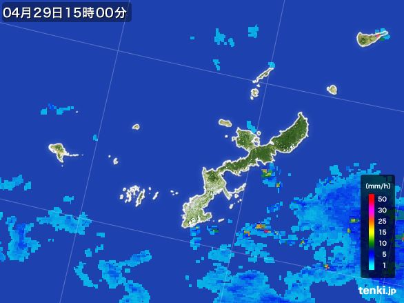 沖縄県の雨雲レーダー(2015年04月29日)