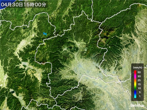 群馬県の雨雲レーダー(2015年04月30日)