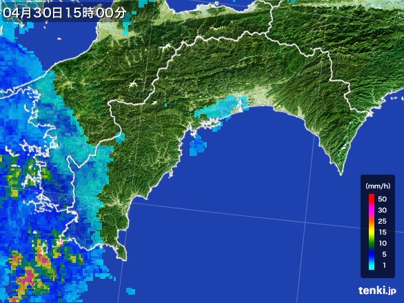 高知県の雨雲レーダー(2015年04月30日)