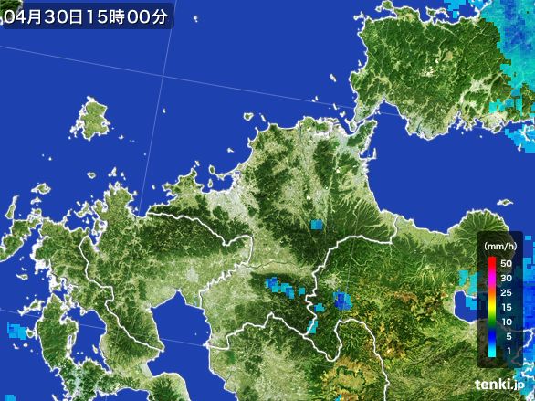 福岡県の雨雲レーダー(2015年04月30日)