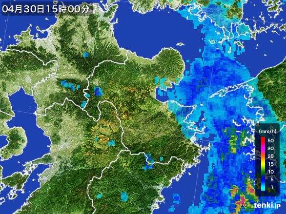 大分県の雨雲レーダー(2015年04月30日)