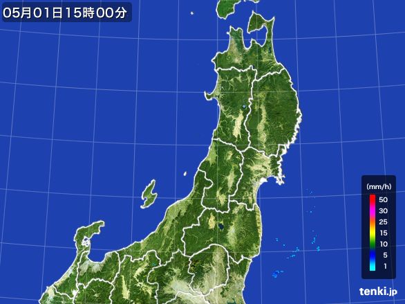 東北地方の雨雲レーダー(2015年05月01日)