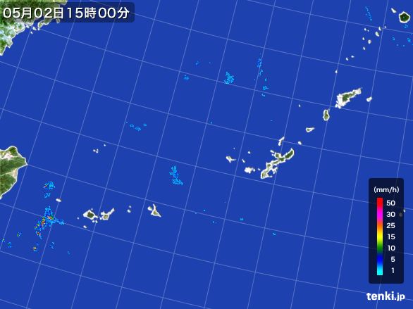 沖縄地方の雨雲レーダー(2015年05月02日)