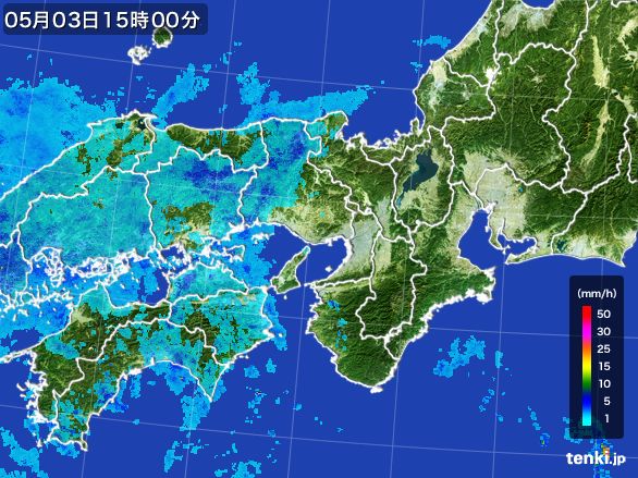 近畿地方の雨雲レーダー(2015年05月03日)