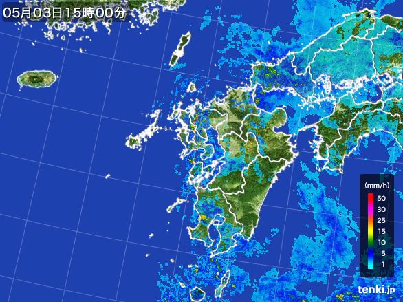 九州地方の雨雲レーダー(2015年05月03日)