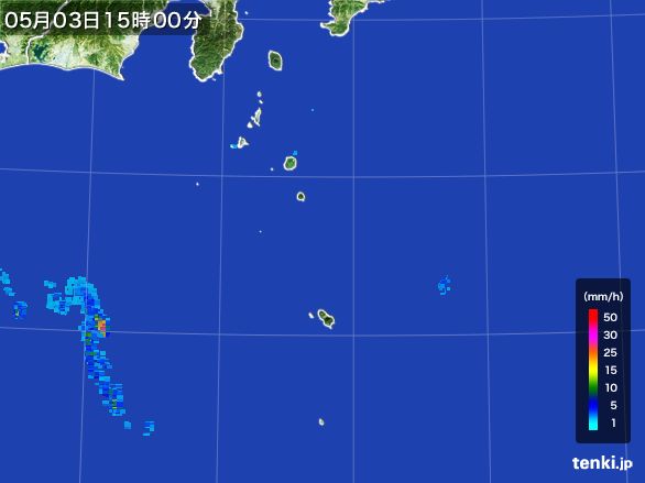 伊豆諸島(東京都)の雨雲レーダー(2015年05月03日)