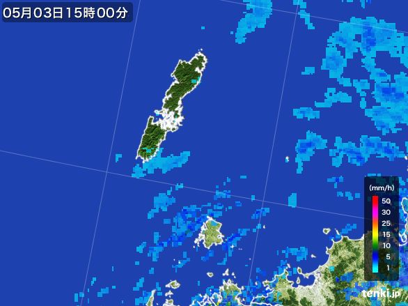 壱岐・対馬(長崎県)の雨雲レーダー(2015年05月03日)