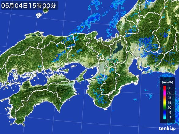 近畿地方の雨雲レーダー(2015年05月04日)