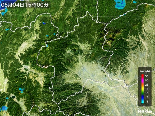 群馬県の雨雲レーダー(2015年05月04日)