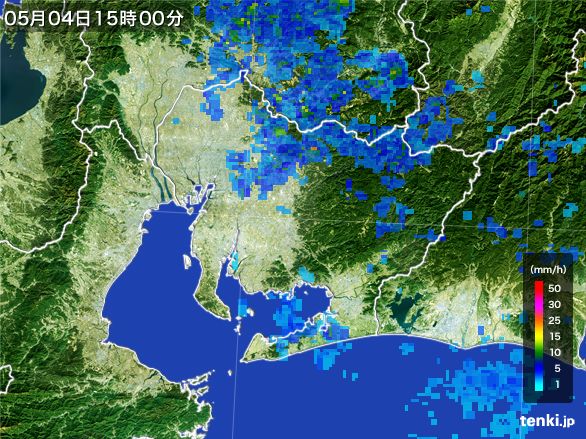 愛知県の雨雲レーダー(2015年05月04日)