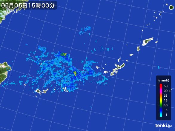 沖縄地方の雨雲レーダー(2015年05月05日)