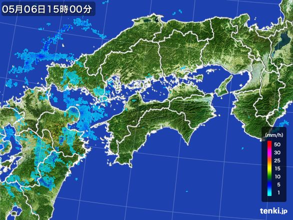 四国地方の雨雲レーダー(2015年05月06日)
