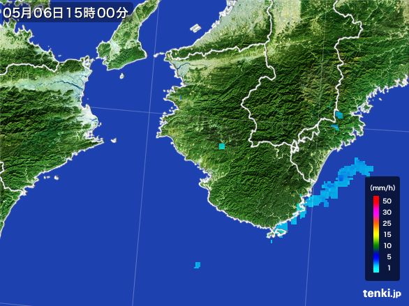 和歌山県の雨雲レーダー(2015年05月06日)