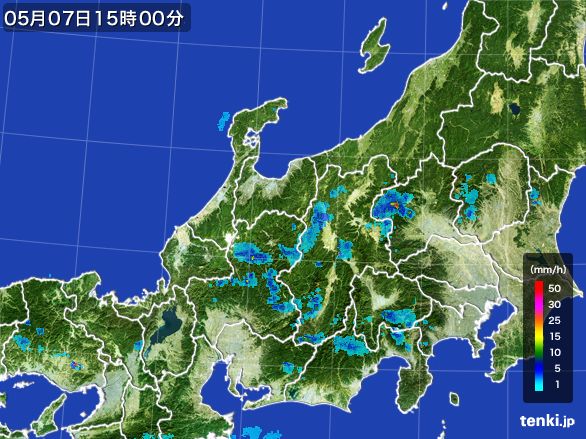 北陸地方の雨雲レーダー(2015年05月07日)